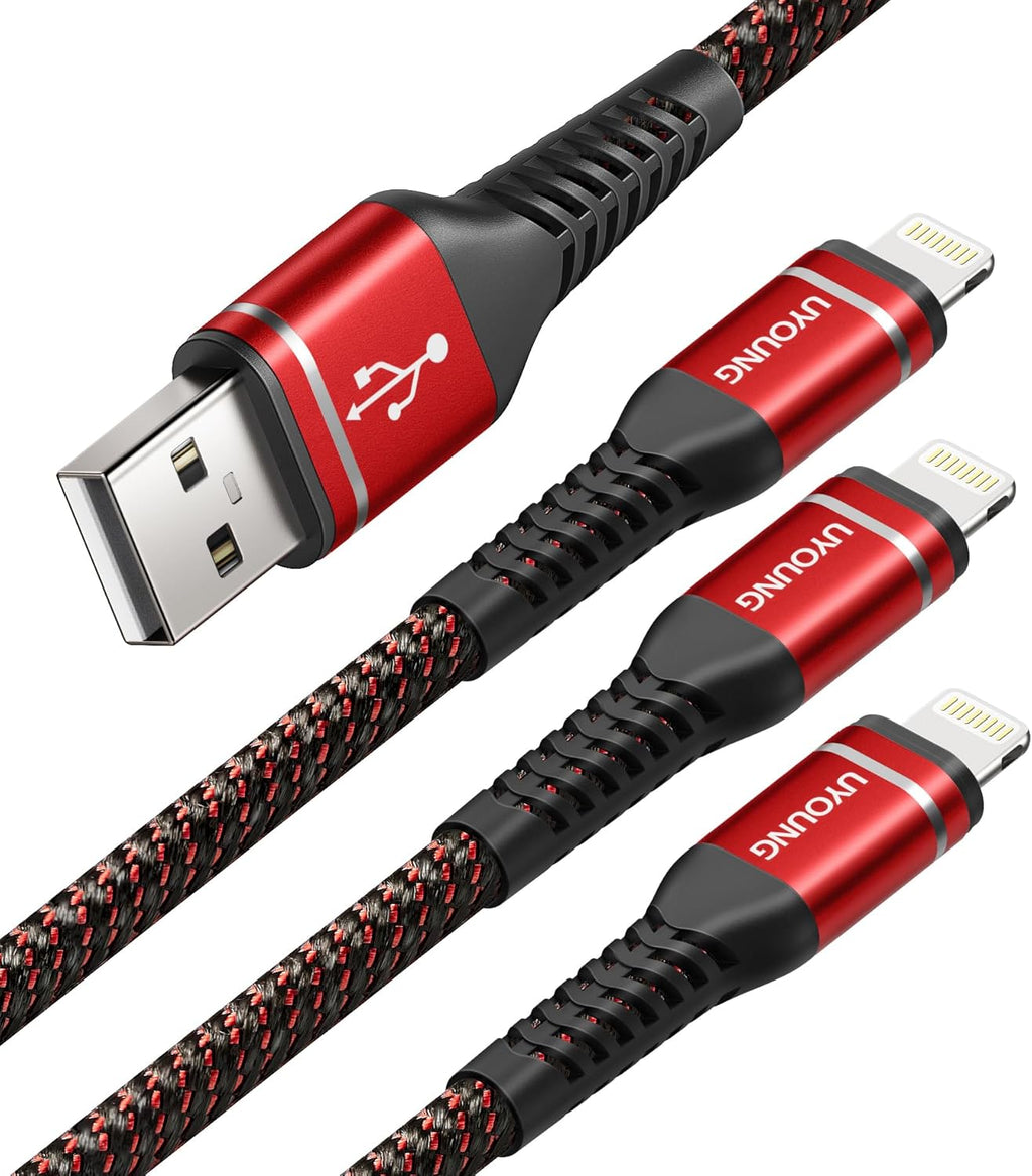 10 FT iPhone Charger [Apple MFi Certified] 3 Pack 10 Foot USB Fast Lightning Cable Long Nylon Braided Charger Cord Compatible with iPhone 14/13/ 12/11/X/XS/XR/XS Max/8/7/6/5S/SE/iPad Pro/Mini/Air