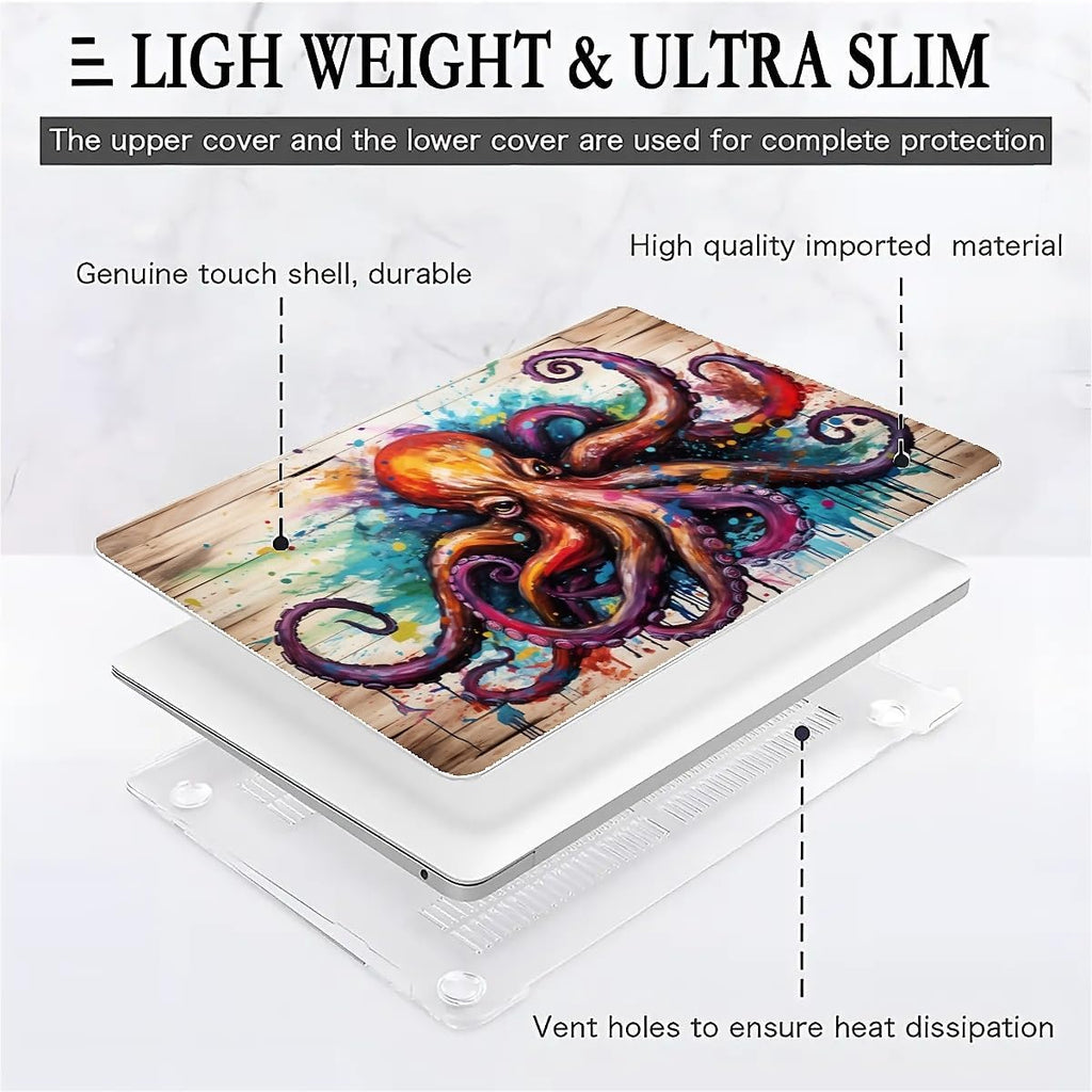 Compatible with MacBook Air 13.3 13.6 Inch Case 2022 2021 2020 2019 Plastic Hard Shell Case Cover,13.6 Air (A2681) M2 2022, Octopus