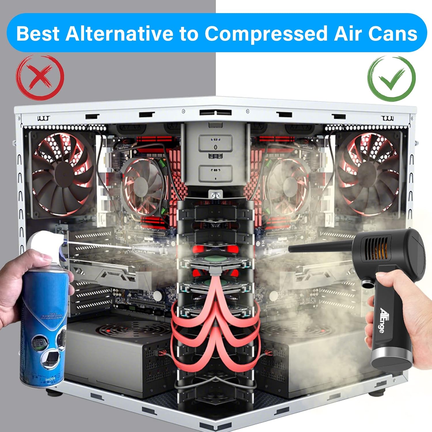 Electric Air Duster, Cordless Air Duster, Rechargeable Compressed Air Duster, 33000 RPM Air Blower, Two Smart Start Modes, Good Replacement for Compressed Air Can, Reusable Dust Destroyer…