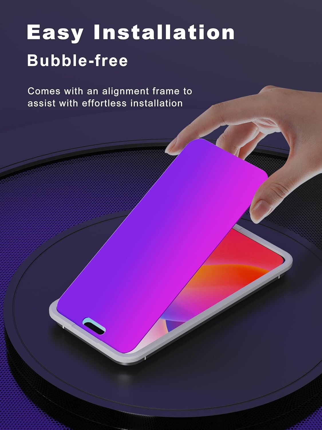Compatible for iPhone 16 Pro Privacy Screen Protector 6.3 Inch, Purple Gradient Anti Spy Anti Blue Light HD Screen Protector Tempered Glass Easy Installation