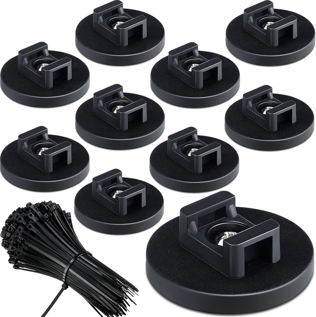 Yookeer 60 Pieces Magnetic Zip Tie Mount Multipurpose Cable Holder Magnets Magnetic Wire Management Bases with Heavy Duty Zip, Mount Nylon Cable Ties in Total (43 mm)