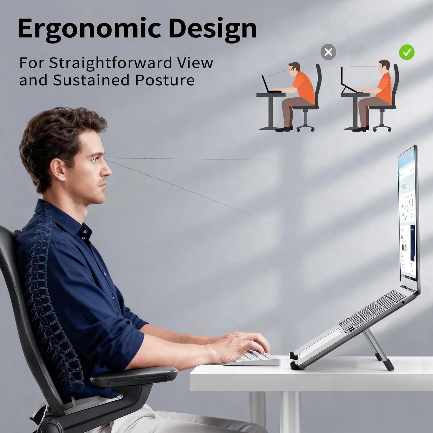 Protable Laptop Stand for Desk,Foldable Laptop Riser Holder,Ventilated Cooling Notebook Mount Computer Stand for 10-15.6” Laptops,Tablets，Aluminum