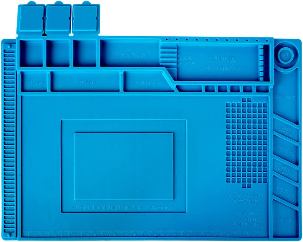 Kaisi S-160 Soldering Mat Insulation Silicone Magnetic Repair Work Station Mat Heat-Resistant for BGA and Gun Soldering Iron, Workbench, Cell Phone Laptop Repair, Size: 17.8 x 11.8 inch