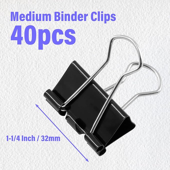 40 Pack Medium Binder Clips - Image 3