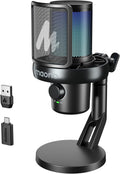MAONO Wireless Gaming Microphone for PC, Condenser USB Mic with Software AI Voice Change,3-Level Noise Cancellation,Custom RGB, for Streaming Recording Podcast PS5 PS4 Twitch YouTube (DM40 Pro-Black)