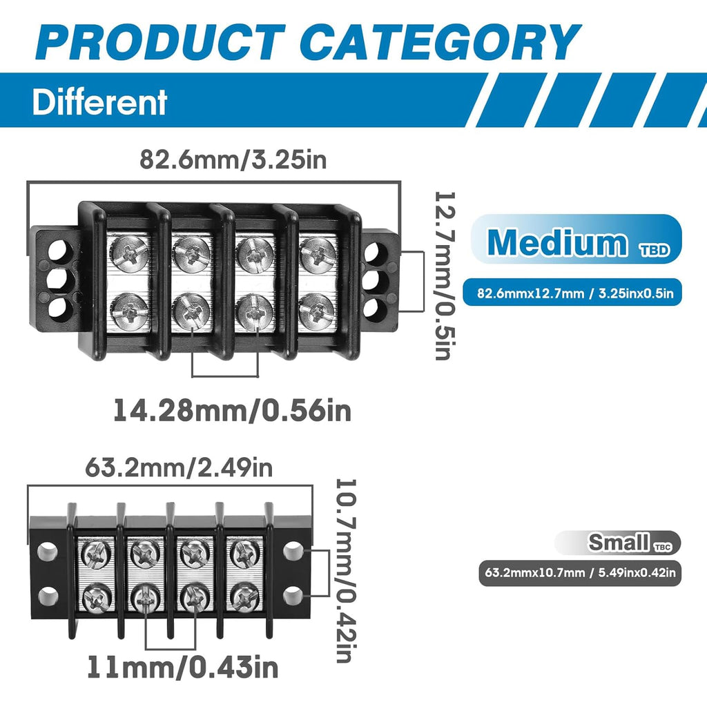 GLOSO Marine Terminal Blocks TBD Double Row Stainless 10-22 AWG Cu, 30A/600V- 1 Pack, 6 Poles