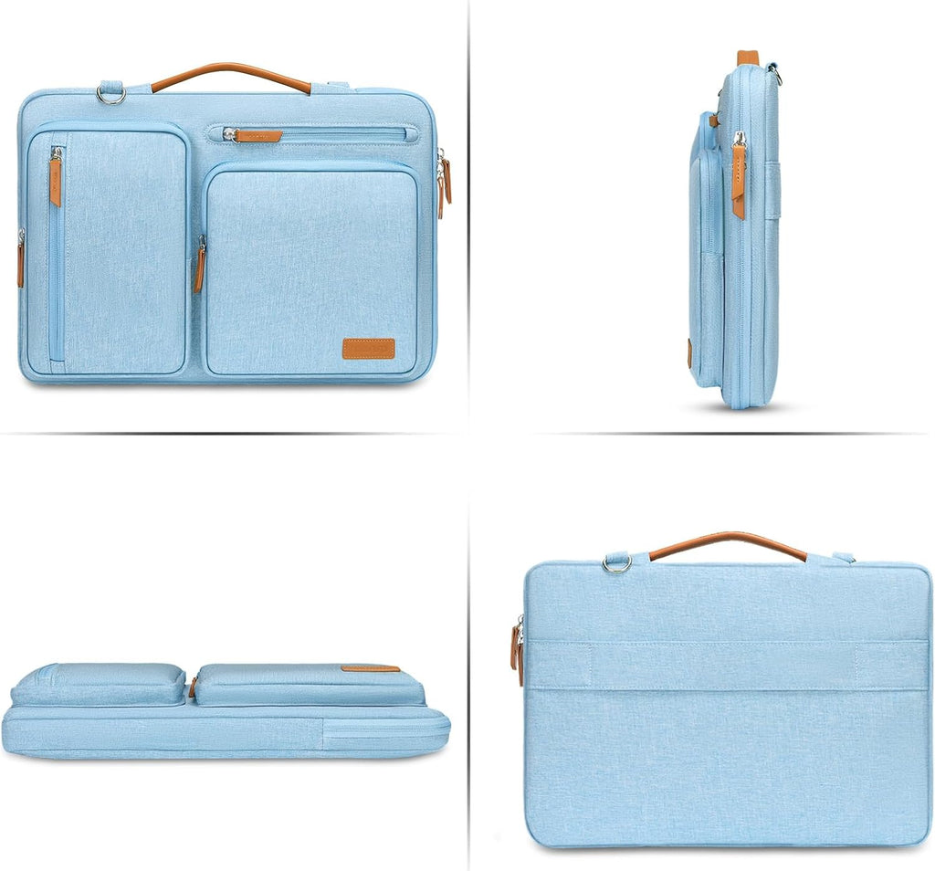 MOSISO 360 Protective Laptop Shoulder Bag,15-15.6 inch Computer Bags Compatible with MacBook Pro 16 inch, HP, Dell, Lenovo, Asus Notebook,Side Open Messenger Bag with 4 Zipper Pockets, Air Blue