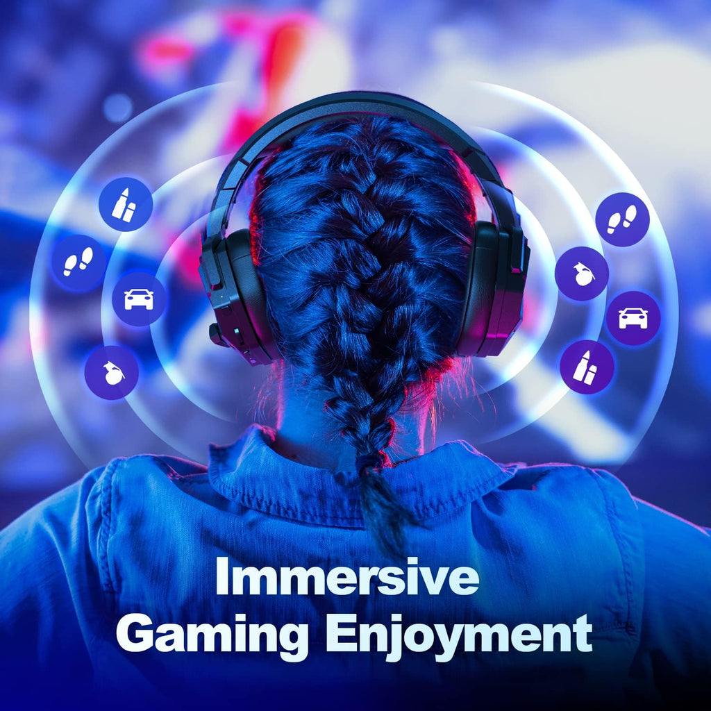 Wireless Gaming Headsets with Mic for PC PS4 PS5 PlayStation 4 5, Bluetooth USB Gamer Headphones with Noise Cancelling Microphone for Computer Laptop PC Mac
