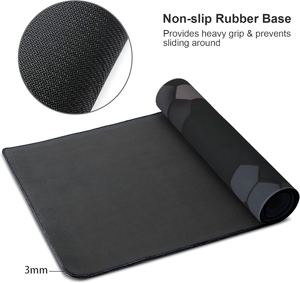 Hexagon Honeycomb Large Mouse Pad,Gaming Keyboard Desk Pad,Extended Mouse Mat Non-Slip Rubber Base with Stitched Edges for Office Game Home XXL 35.4"x15.7"