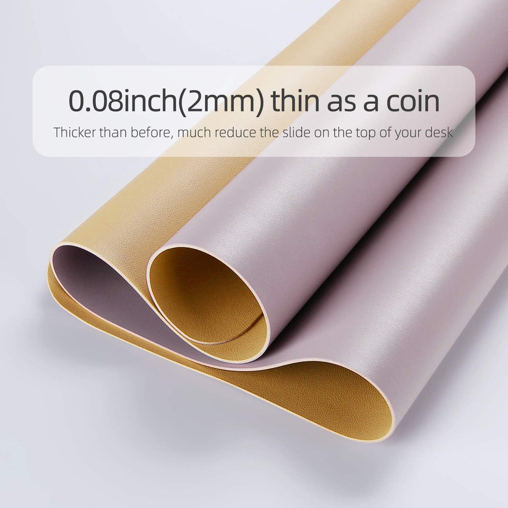 YSAGi Desk Mat, Desk Pad, 35.4" x 17" Laptop Leather Desk Pad Protector, Large Leather Desk Blotter for Keyboard and Mouse, Dual-Sided Desk Writing Pad for Office(Grayish Lavendar+Cinnamon Buff)