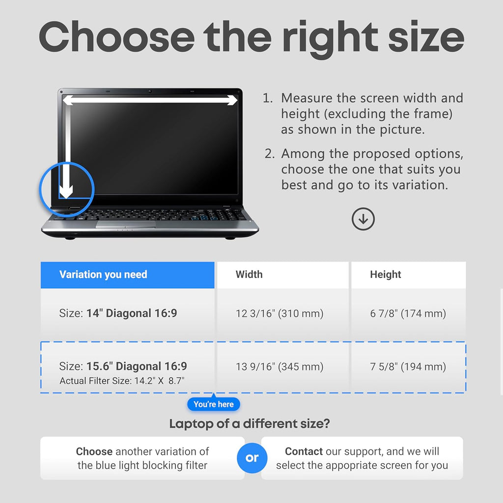 VINTEZ Blue Light Screen Protector for 15.6 Inch Computer Monitor and Laptop – Anti-UV Blue Light Blocking Film for Desktop PC, Eye Protection Filter, 14.2" x 8.7", 2 Pack