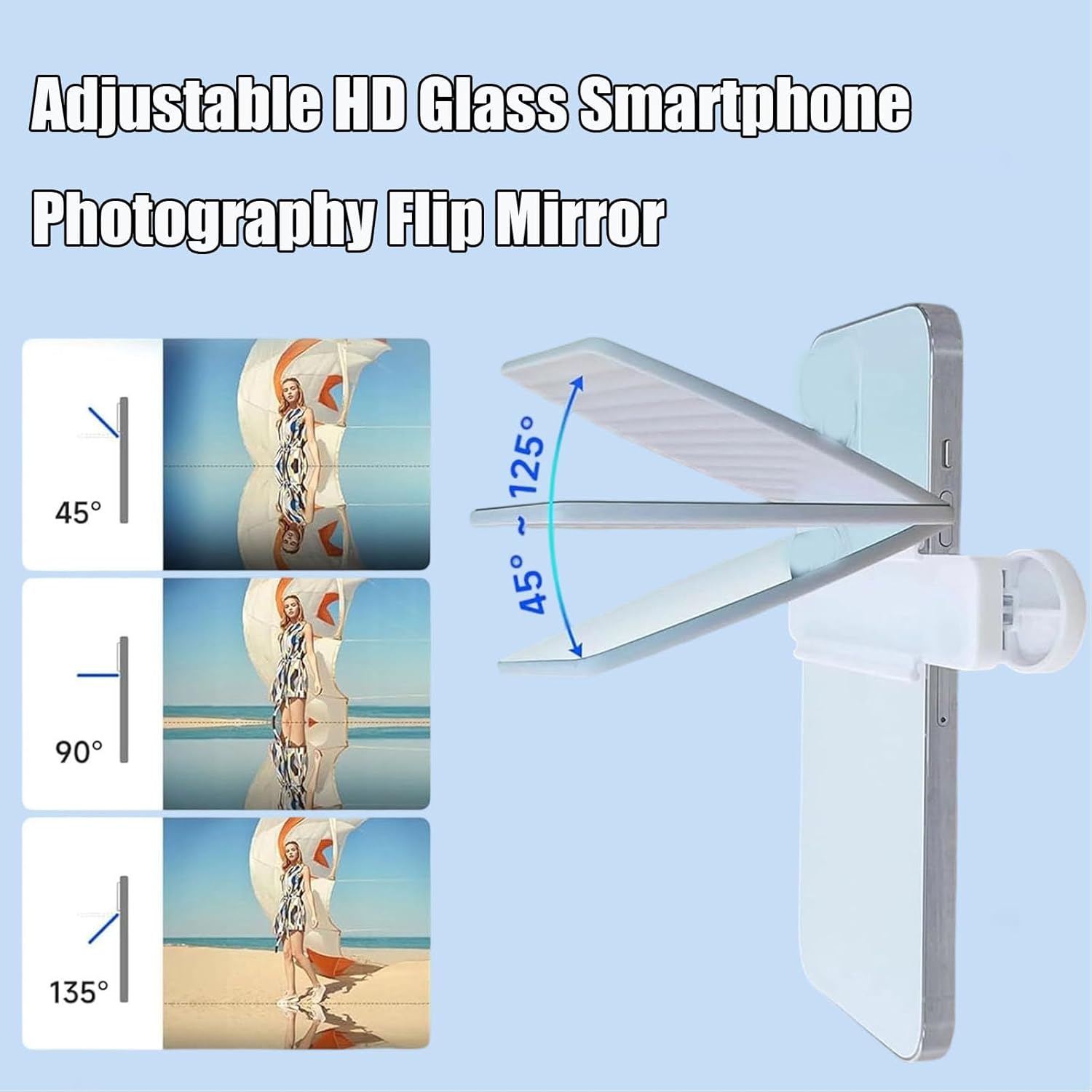 Mirror Effect Lens - Capture Stunning Reflections Instantly, Smartphone Camera Mirror Reflection Clip Kit, Adjustable HD Glass Smartphone Photography Flip Mirror for Creative Photography (Black)