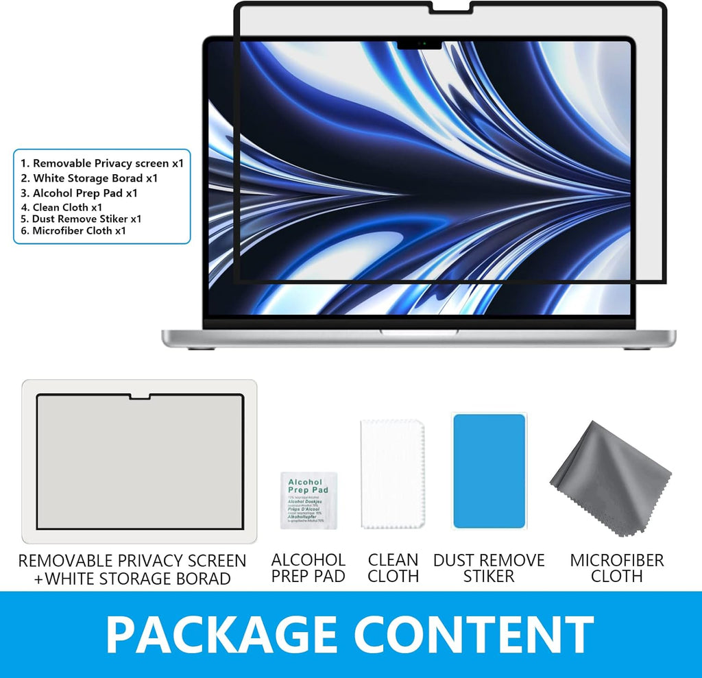 FILMEXT MacBook Air M2 13.6-inch Screen Protector, Privacy Shield, 2022 Release (A2681), Polyethylene Terephthalate, 1 Piece