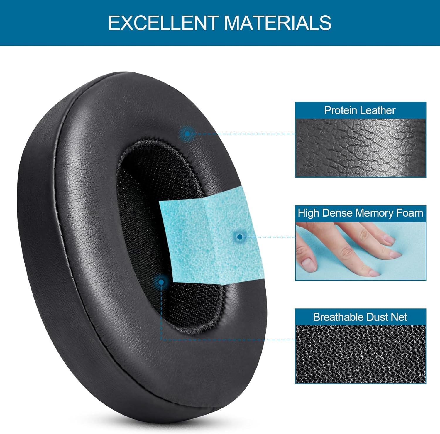 GEVO Ear Pads Replacement for Skullcandy Hesh 3 Hesh EVO Hesh ANC Headphone, Earpads Cushions for Crusher Wireless Crusher Evo Crusher ANC Headset with Protein Leather Memory Foam (Protein Leather)