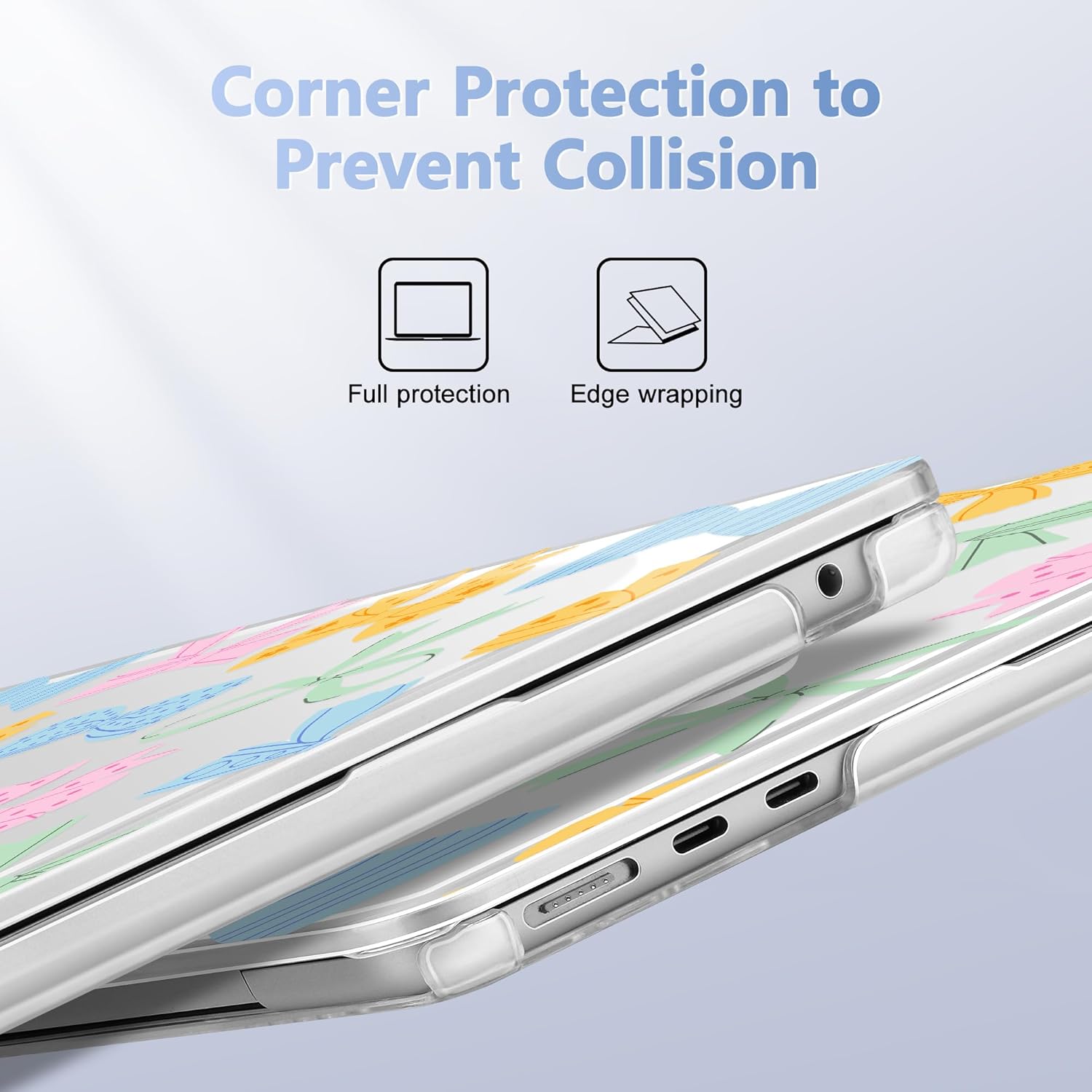 Case for MacBook Air 15 Inch 2025 2024 2023 Release M4 A3241 M3 A3114 M2 A2941, Hard Shell with Screen Protector & Keyboard Cover, Compatible with Touch ID, Colorful Bow