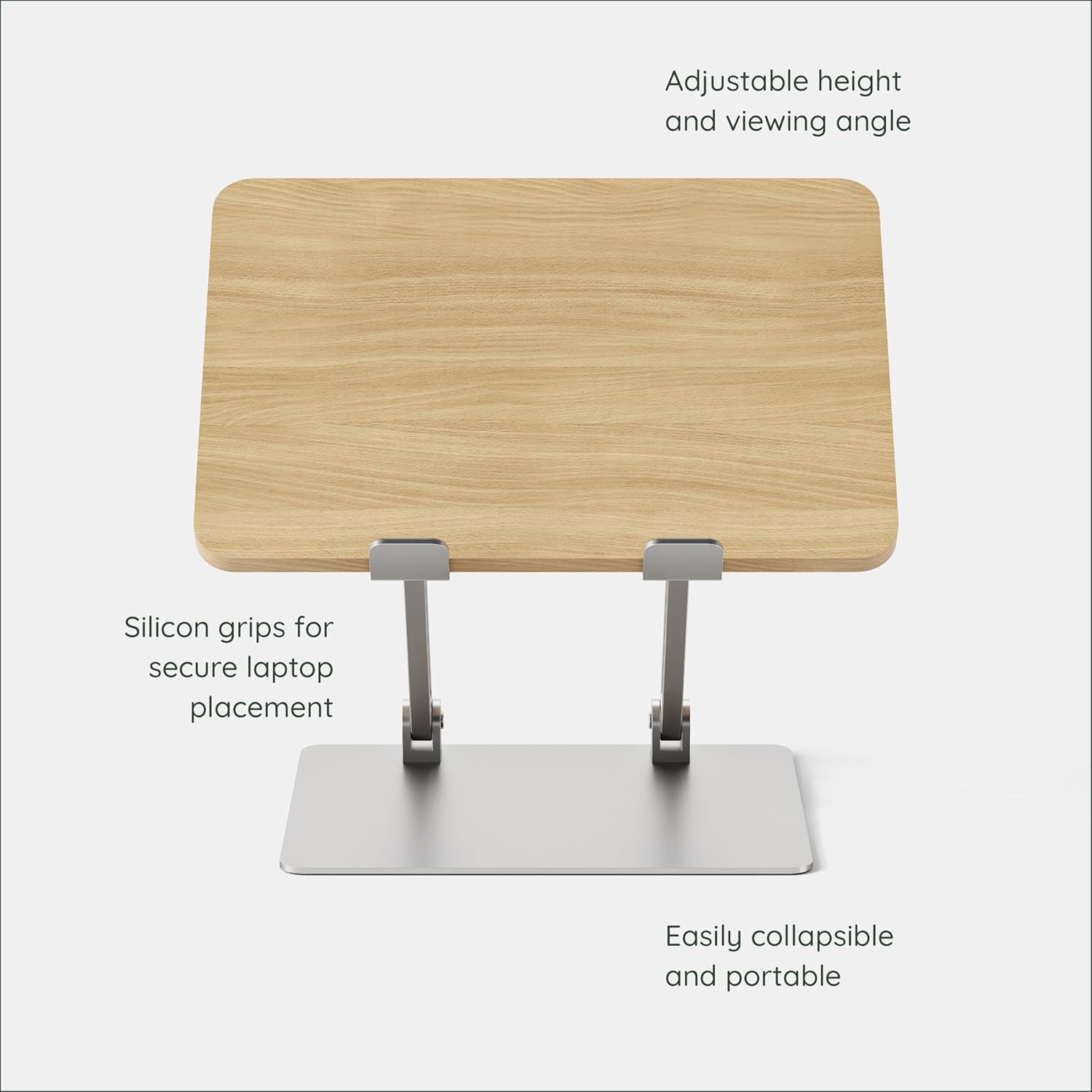 Branch Adjustable Laptop Stand - Elevate Ergonomics & Reduce Strain, Laptop Riser Customizable Height & Angle, Portable & Robust Design for Home or Office, Secure Silicon Grips - Woodgrain