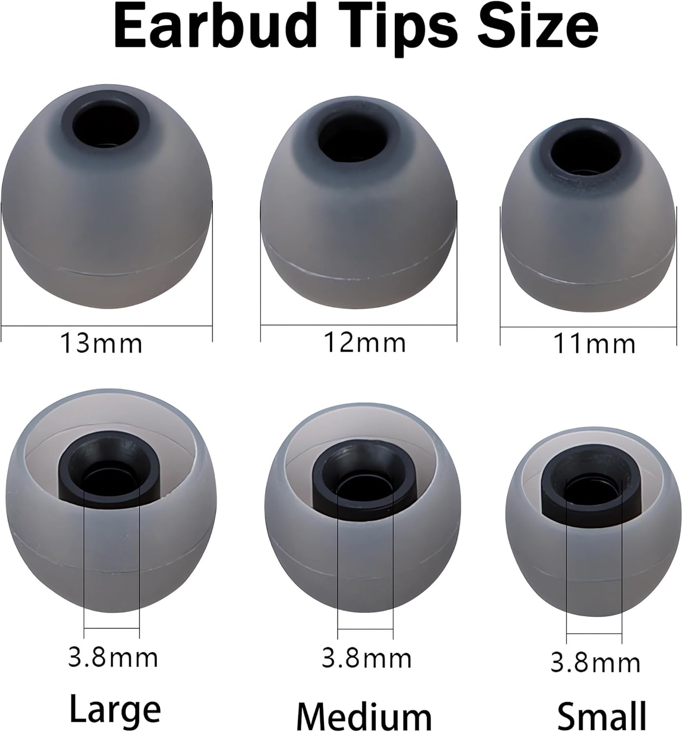 Silicone Earbud Tips Replacement Ear Tips Earbud Covers Fit Most in-Ear Earbuds(Inner Hole 3.8mm -5.1mm) Headphone Earbud Rubber Tips9 Pairs S M L