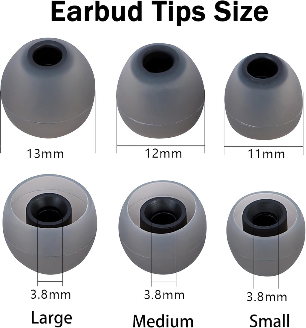 Earbud Replacement Tips Silicone Earbud Tips Eartips Fit Most in-Ear Earbuds(Inner Hole 3.8mm -5.1mm) Headphone Earbuds Rubber Tips 9 Pairs S M L