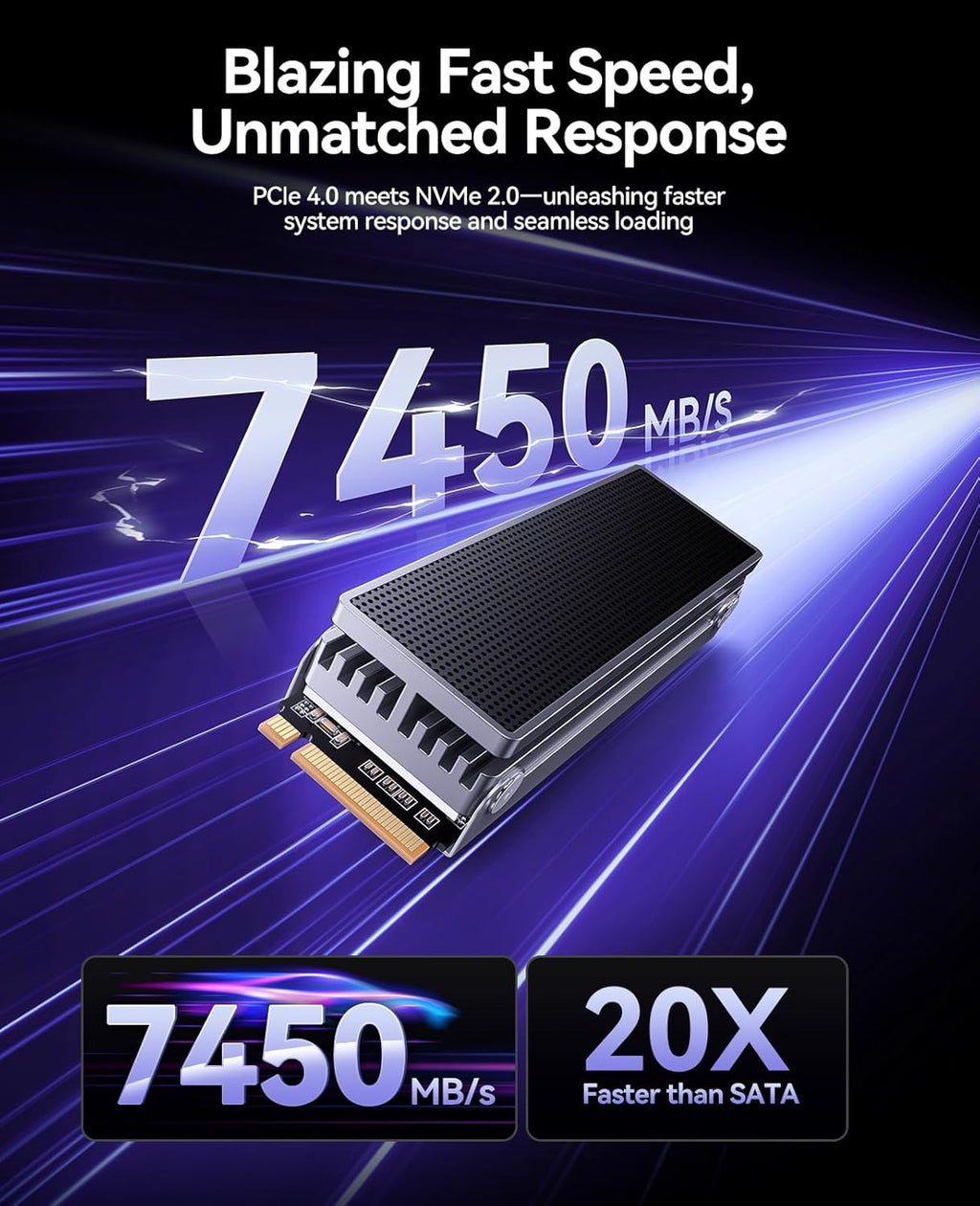 ORICO OSC 4TB M.2 NVMe SSD for Desktop PC, PCIe 4.0 Internal SSD with 7450MB/s Read, TLC NAND, Pre-Installed Pro-Grade Finned Heatsink, Innovative IceArmor Cooling, M.2 2280 Drive