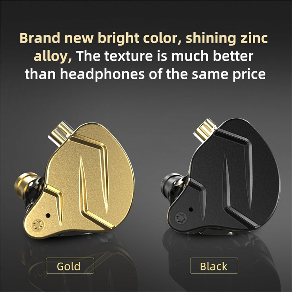 KZ ZSN PRO X in Ear Monitor Headphones Gaming Earbuds, High Fidelity Wired Earbuds, Hybrid Dual Driver IEMS Earphones with 1BA 1DD Detachable Tangle-Free Cable for Computer Tablet (Gold, Without Mic)