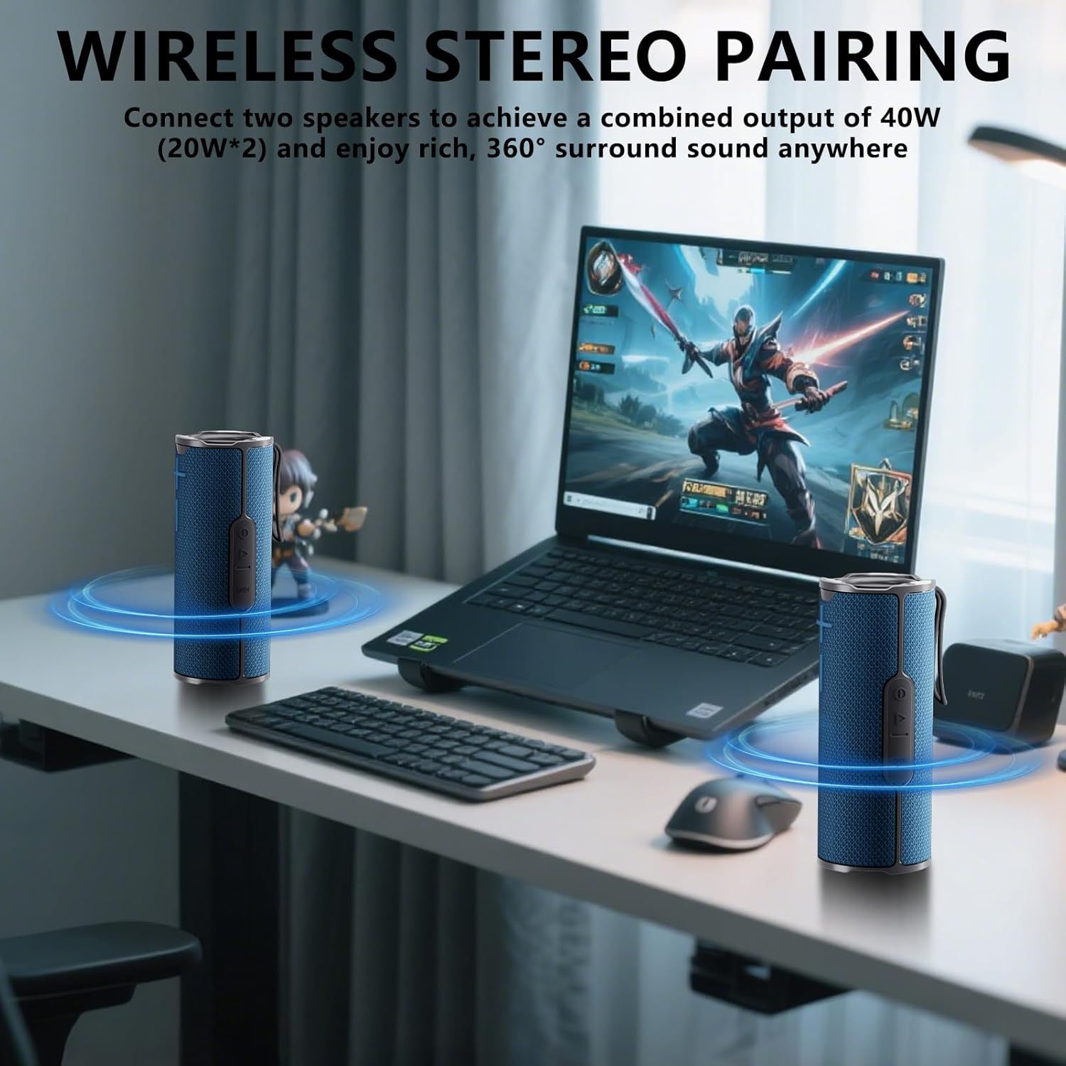 COOPERS Portable Bluetooth Speaker, Wireless Bluetooth Speaker, IPX5 Waterproof Speakers with RGB Lights, Loud Stereo Sound Deep Bass, Long Playtime TWS Pairing for Home/Party/Outdoor Beach