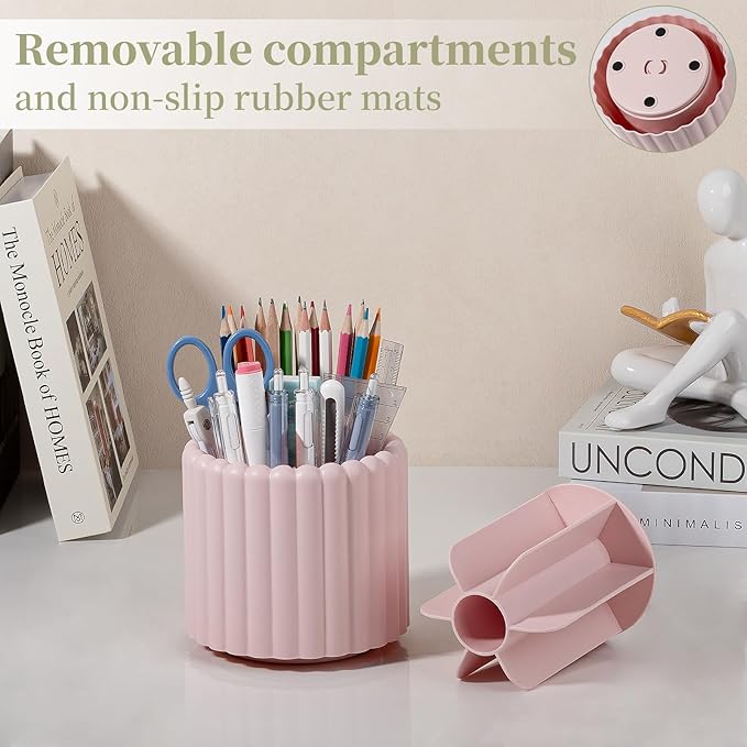Anyoifax 360° Rotating Pen Holder 7 Slots Desk Organizer Removable Pencil Cup - Image 2