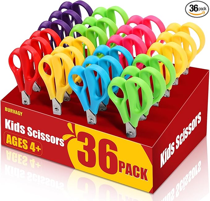 BURVAGY 36Pack 5.5" Safety Small School Kids Student Round Blunt Tip Craft by BURVAGY