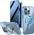 [360° Rotatable CD Stand & Built-in Privacy Screen Magnetic Case for iPhone 13 Pro[Compatible with MagSafe & Full Signal] Mil-Grade Shockproof Full Body Anti-Spy Cover for 13 Pro-Sierra Blue