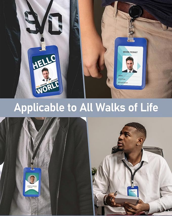 Uniclife 3 Pack Sliding ID Badge Holder Vertical Hard Plastic Case - Image 5