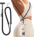Phone Lanyard, Phone Strap, Adjustable Anti-Theft Crossbody Strap for Man & Women, Universal Cell Phone Neck lanyard, with 2 Tether Tabs, Premium Metal Buckles, Skin-Friendly, Black