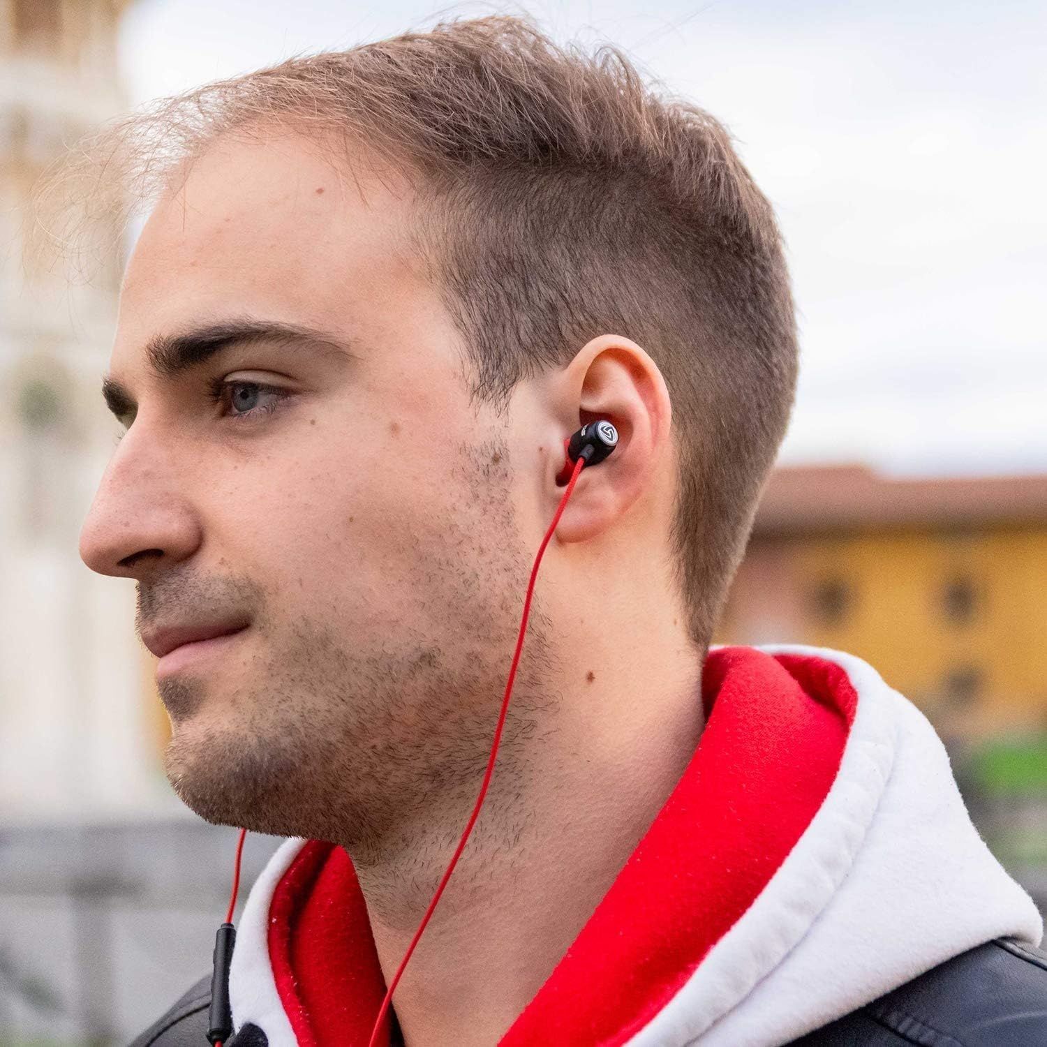 LUDOS Clamor USB C Headphones for iPhone 16 15 Pro Max Plus iPad Pro, 5 Years Warranty, USB-C Earbuds for Samsung Galaxy S24 S23 Ultra S22 S21 FE S20 A55 A54 A53, USB Type C Earphones - Red
