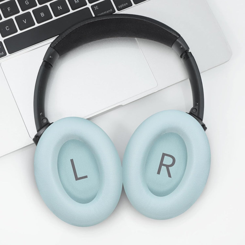 Headphones Replacement Ear Pads, Protein Leather earpad Cushions for Bose QuietComfort 45（QC45） Headphones, Softer Memory Foam - Crystal Blue