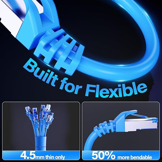 Cat6A Ethernet Cable Shielded 10Gbps 10 ft, Slim Shielded Ethernet Cable Cat 6 - Image 4