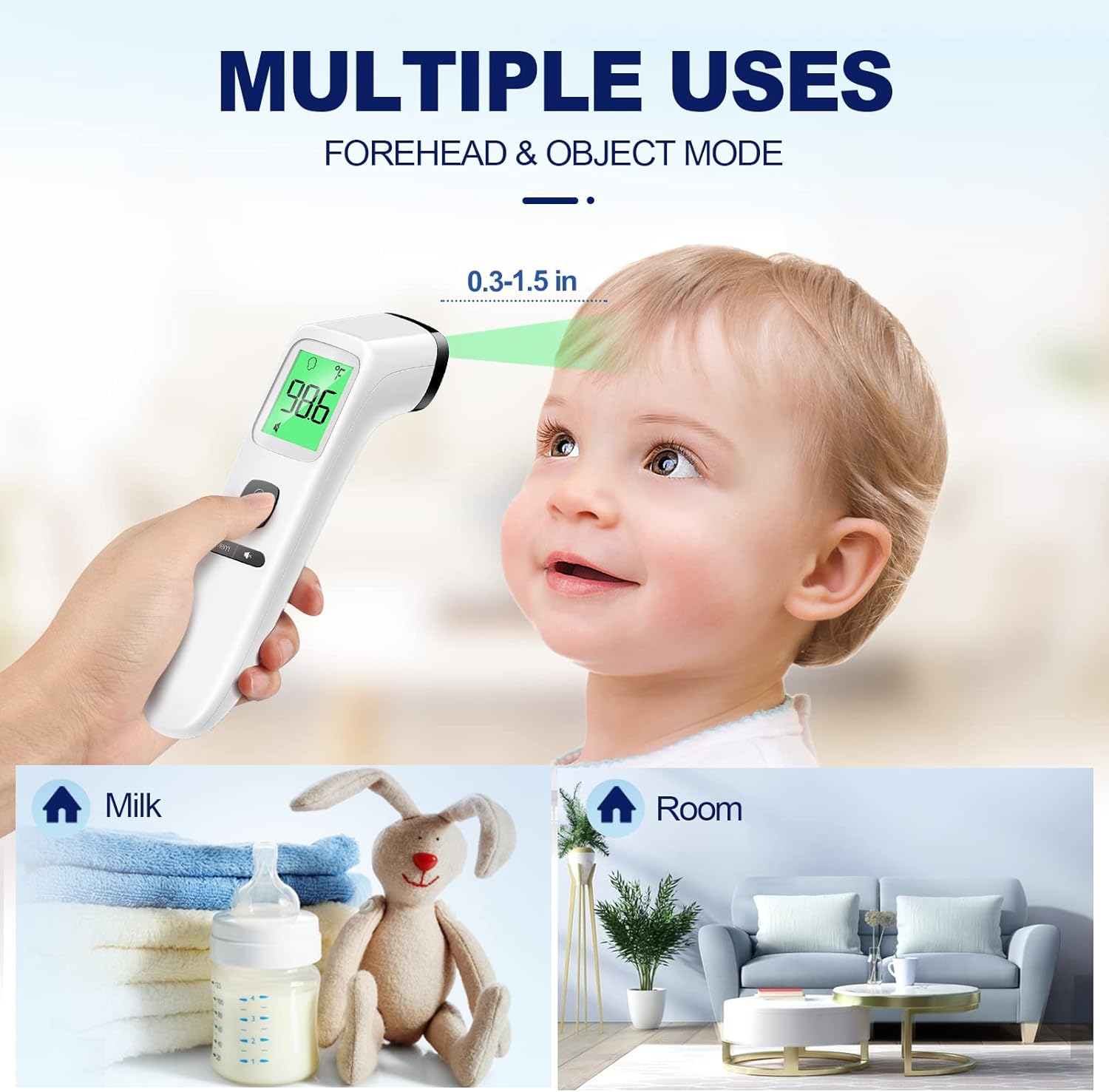 No-Touch Thermometer for Adults and Kids, Digital Accurate Baby Thermometer with Fever Alarm, 1 Second Fast Result, Easy to use, 2 in 1 Mode