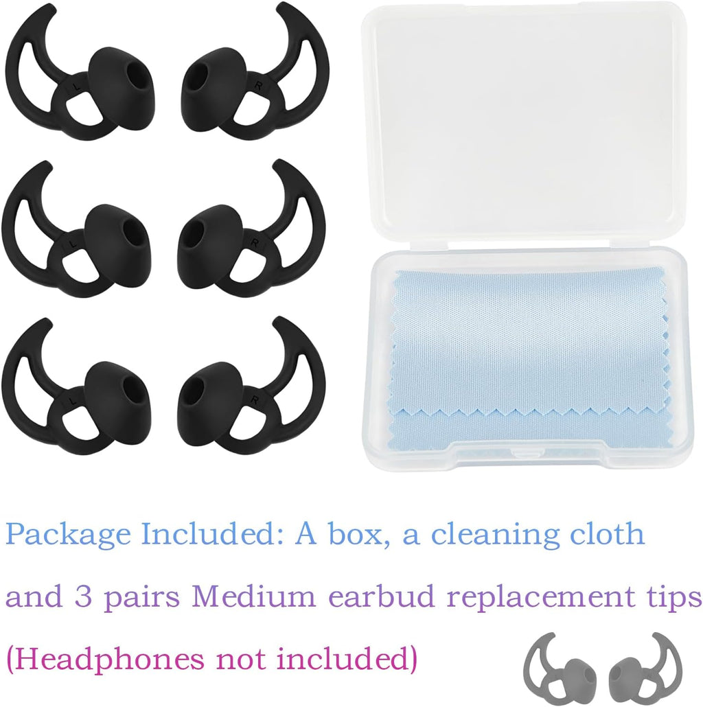 Medium Replacement Earbud Tips Silicone Ear Tips Compatible with Bose Quietcomfort and Sport Headphone Earbud Covers Ear Bud Tips 3 Pairs