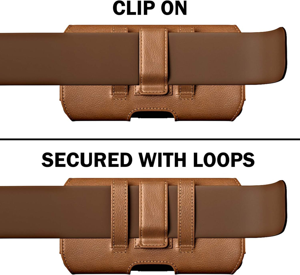 DeBin Case for Samsung Galaxy S25+ Plus, 5G S24+ S23+, S22+, S21+, S20+ S10+ S8+ S9+, S23 FE, S21 FE, A20, A30, Cell Phone Belt Holster Clip Carrying Pouch Holder Cover (Fits Otterbox Commuter) Brown