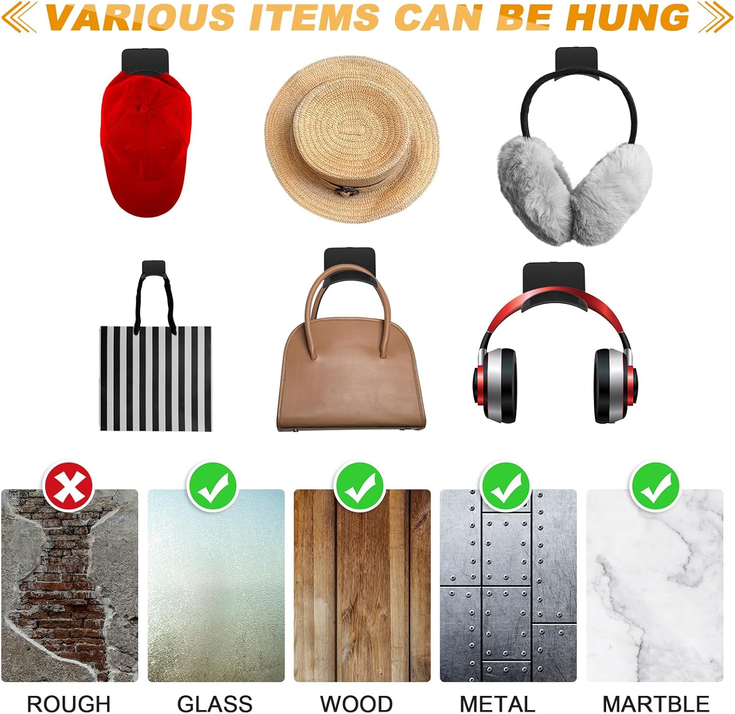 30 Pcs Headphone Wall Hangers Adhesive Gaming Headset Holder Hooks for Wall Mount Strong Universal Stand Hooks for Most Headphone Controller, Hat, Baseball Caps, Closet, Door