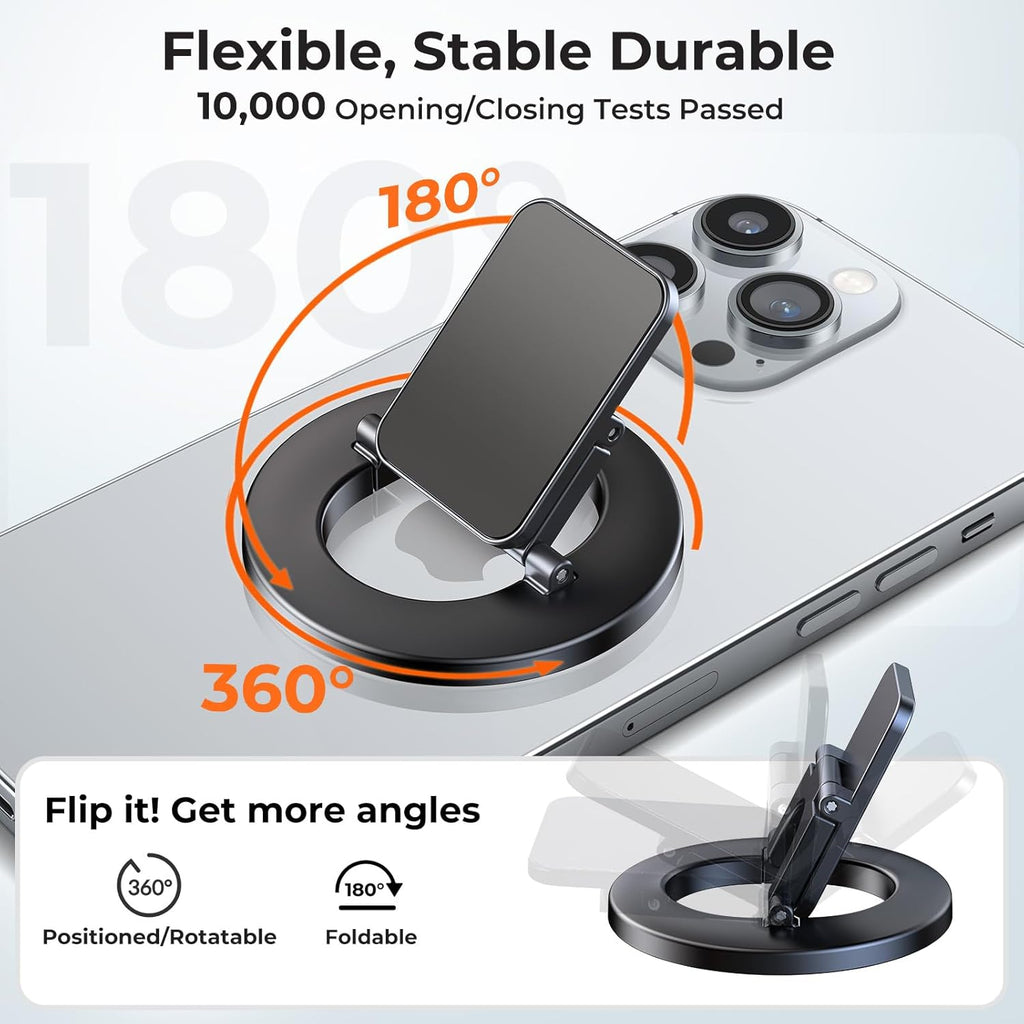 Dual-Side for Magsafe Phone Grip with Magnetic Phone Stand, Magnet Ring Holder for iPhone 16/15/14/13/12 Pro Max Series Magsafe Case, Strong Magnetic Car Mount, Gym Phone Holder