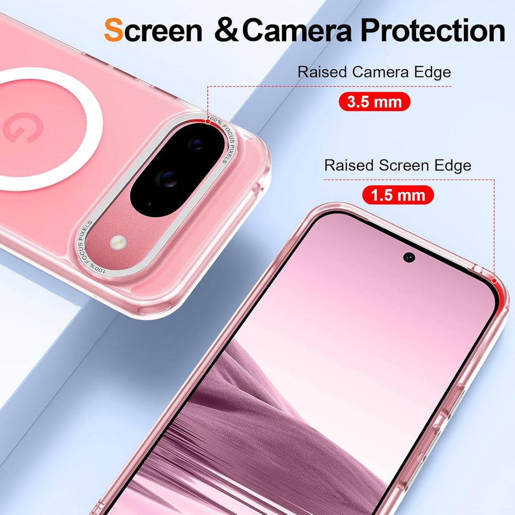 Magnetic for Google Pixel 9/Pixel 9 Pro Case, [Military Grade Drop Protection] [Compatible with MagSafe] Shockproof Slim Translucent Matte Anti-Slip for Women Girls Men Case, Clear