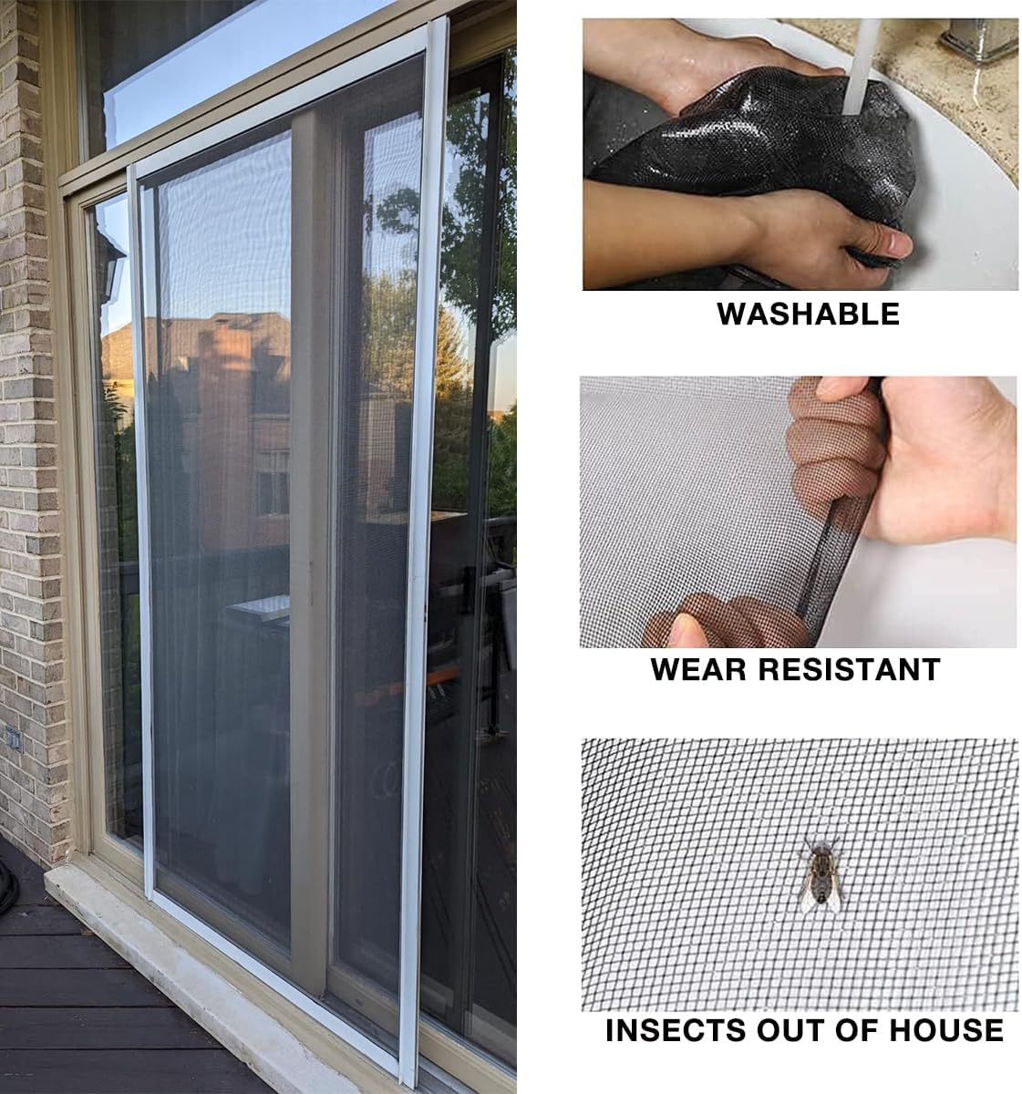 48inch*100ft Window Screens Replacement, Cuttable Fiberglass Roll Screens Door Mesh, Repair Screens Net DIY Screening Mesh Netting Black for Windows, Door, Pool, Porch,Patio