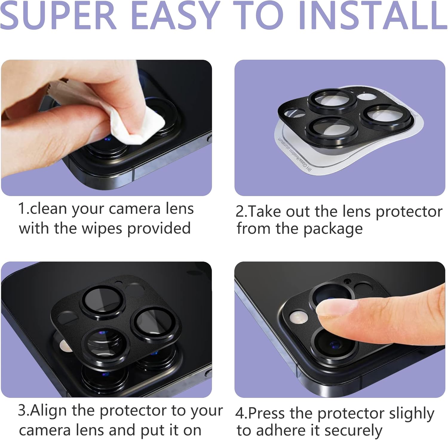 2 Pack Camera Lens Protector for iPhone 13 Pro/iPhone 13 Pro Max,[Not Easy to Breakn ] AR Tempered Glass Strong Adsorption Metal Camera Cover Screen-Far Peak Blue