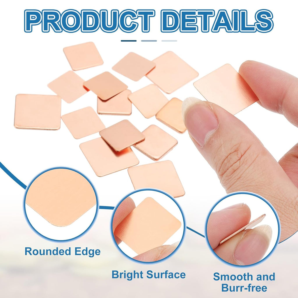PATIKIL Copper Heatsink Pad Shims, 24 Pcs 20x20x1.2mm Copper Pad Shim IC Chipset GPU CPU Thermal Heatsink for Cooling Laptop Desktop Computer