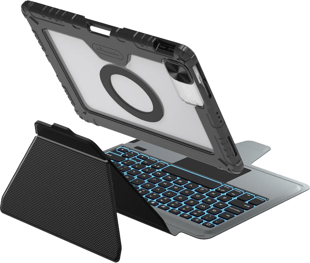 Nillkin 12.9 inch iPad pro case with Keyboard, Magic Keyboard for iPad Air 13 2024 and iPad Pro 12.9 (6th, 5th, 4th, 3rd Gen), Detachable Backlit Magnetic Keyboard Case, Slide Camera Cover, Black
