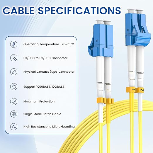 SpeedyCables- OS2 LC to LC Fiber Patch Cable 5m/16ft, 1G/10Gb 9/125um Single - Image 5