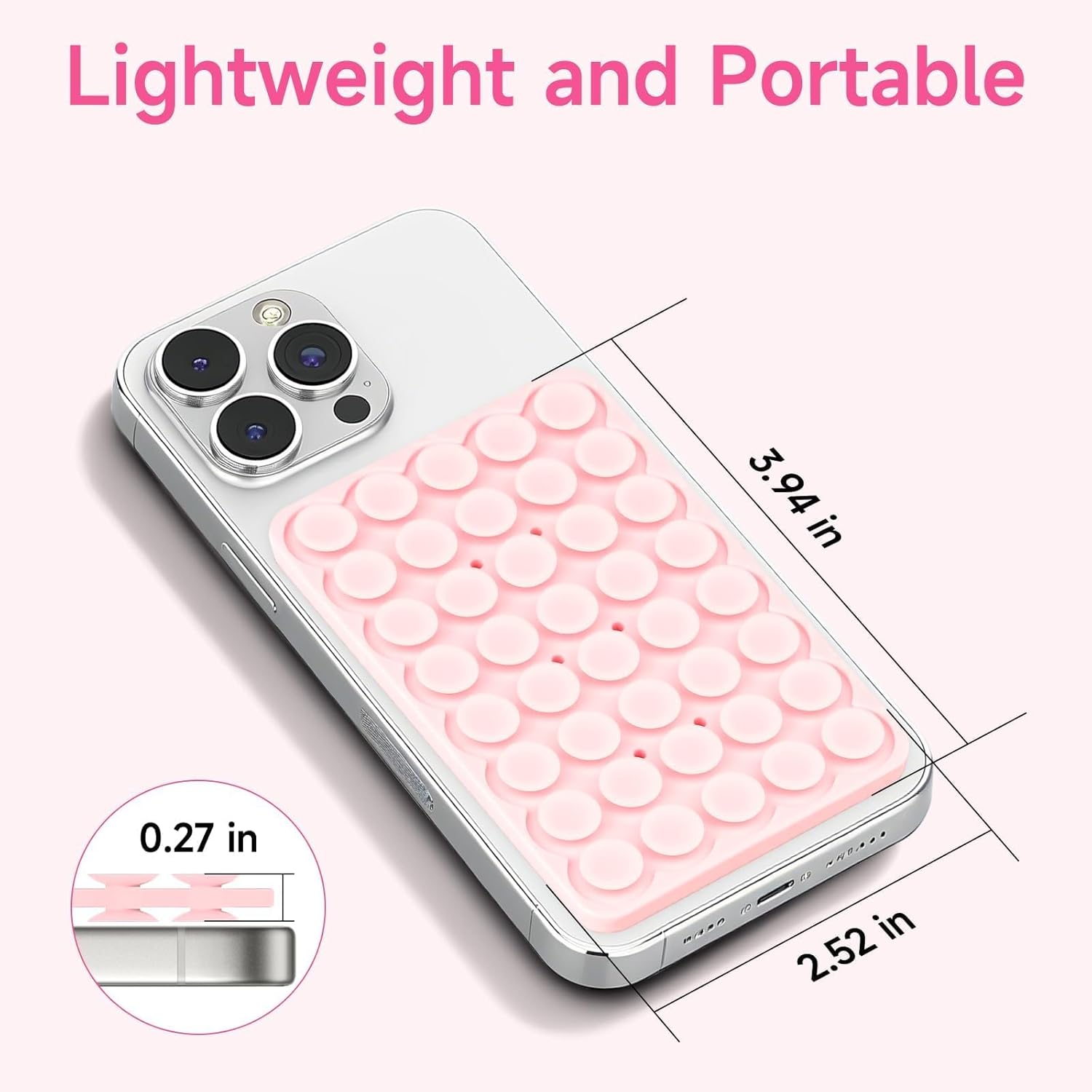 Silicone Suction Cup Phone Case Mount Double Sided, Phone Accessories Hands-Free Strong Grip Holder for Selfies and Videos, Silicon Phone Stand for iPhone and Android Translucent