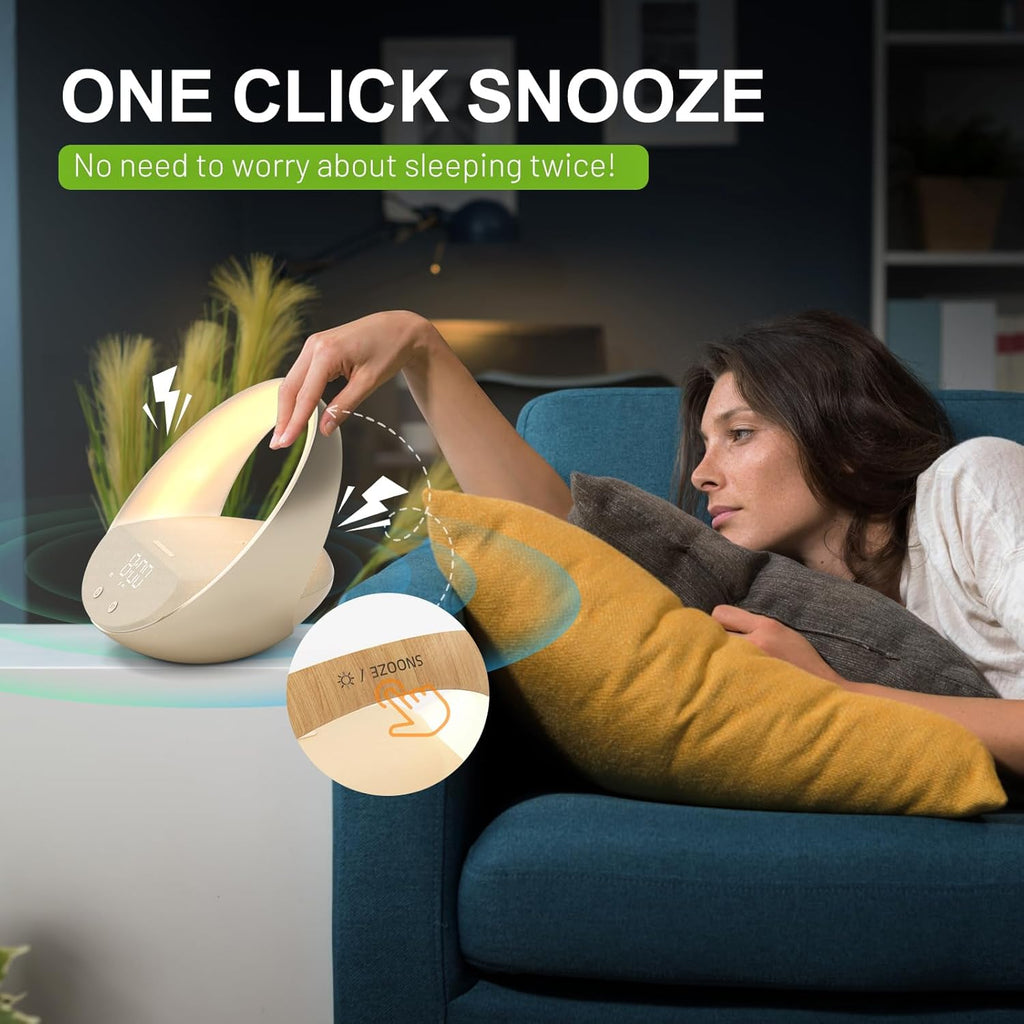Bluetooth Alarm Clock, Sunrise Simulation Wake Up Night Light, 15W Fast Wireless Charging Alarm Clock for Bedroom, 10W Bluetooth Stereo Sound Speaker, USB Charger Port