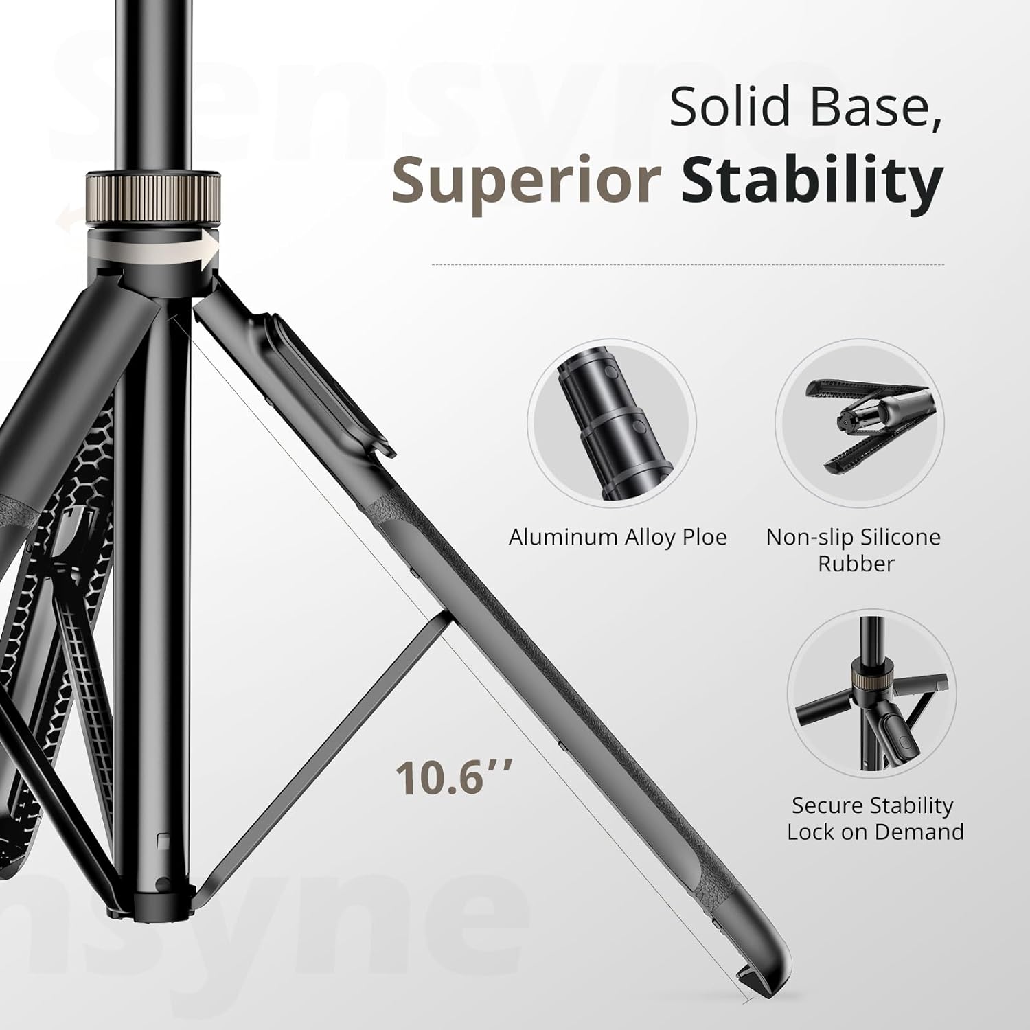 Sensyne 72" Extendable Tripod for iPhone & Selfie Stick with Detachable Phone Holder & Wireless Remote, Compatible with All Cell Phones, Black