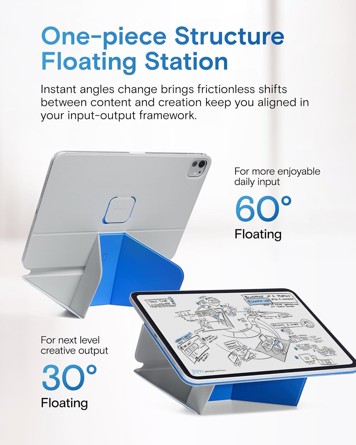 MOFT Dynamic Folio Case for iPad Pro 13-inch(M5 2025/M4 2024), Silm Magnetic Stand Case with 20+ Viewing Angles, Auto Wake/Sleep, Ultra Thin, Cement x Sapphire