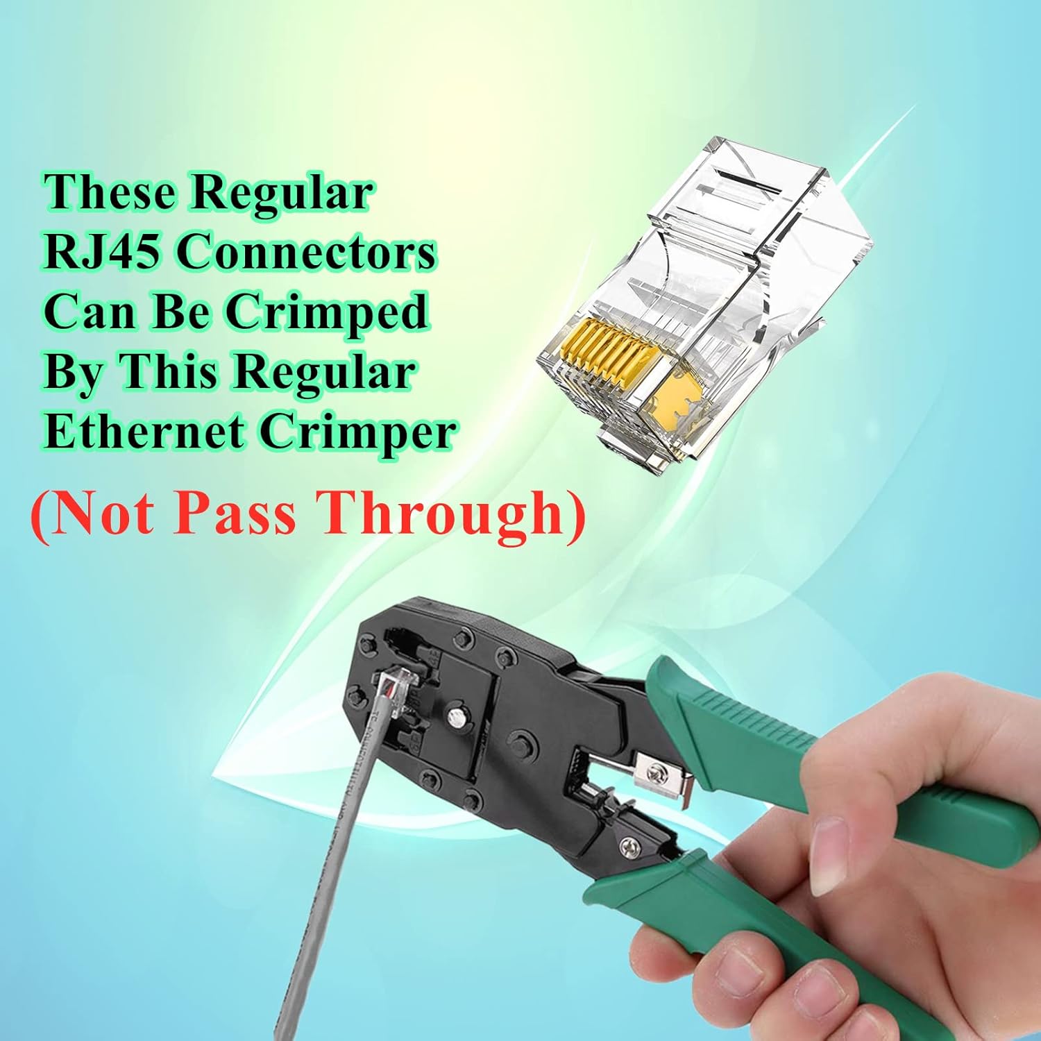 100-Pack Cat5 Cat5e RJ45 Connectors Ends for Solid Wire and Standard Cable (Not Pass Through)