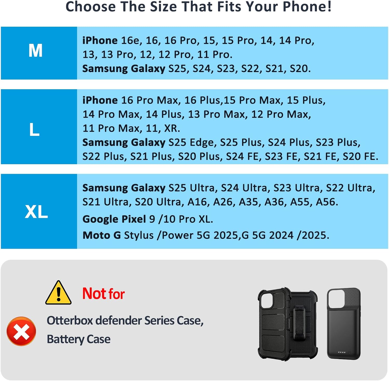 Phone Holster for Belt with Metal Clip and Magnetic Closure Compatible with Galaxy S25/S24/S23/S22/S21/S20 Ultra A16 A26 A35 A36 A55 A56 for Everyday Protection, XL-Blue